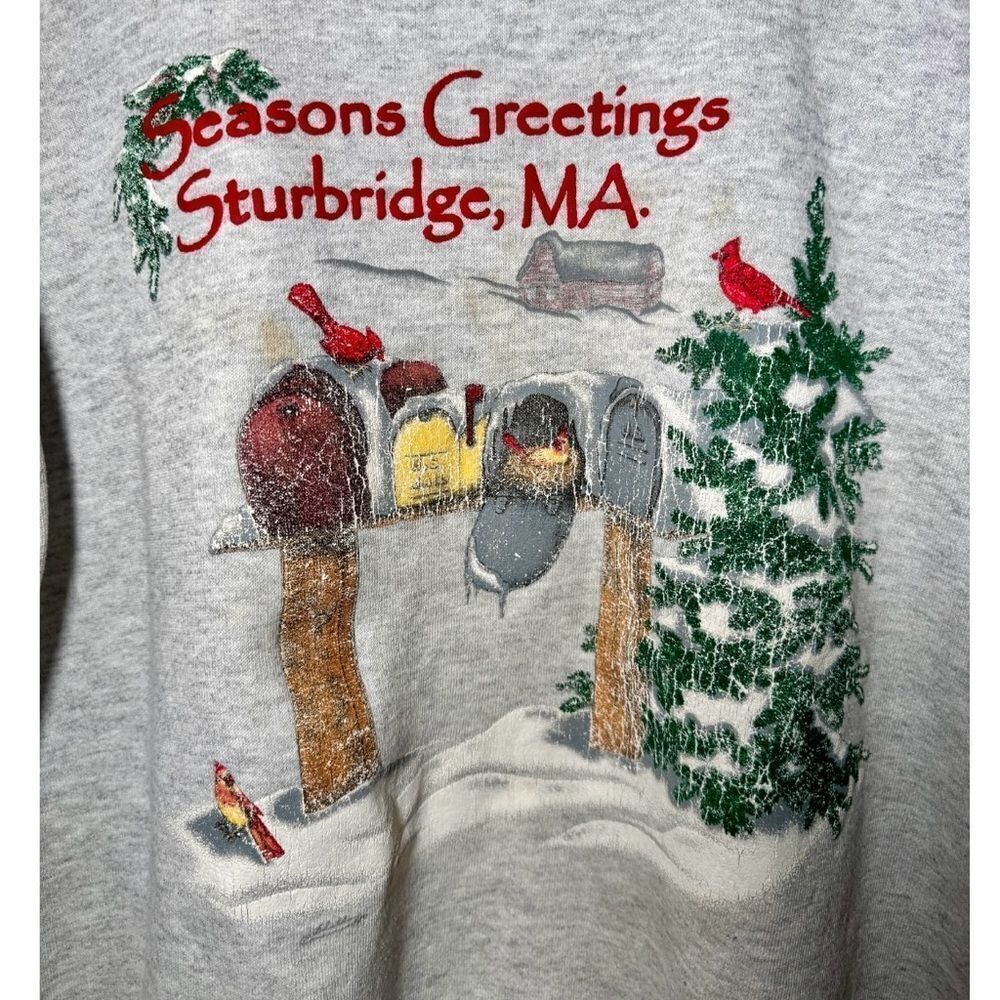 Vintage Greetings From Sturbridge Massachusetts Gray Crewneck Sweatshirt Large - Picture 2 of 5
